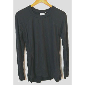 Athleta WM S Sweater Black Long Sleeves Thumbholes Crew Neck